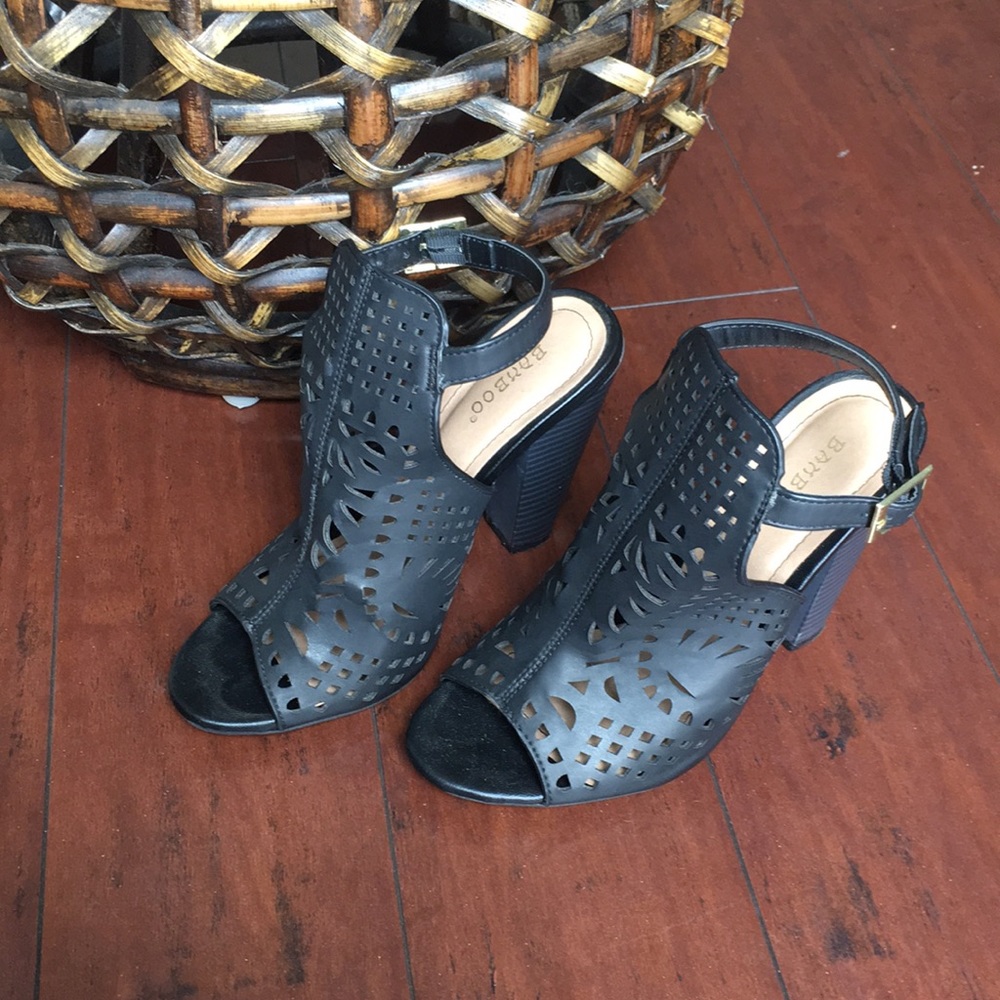 Bamboo Peep Toe Chunky Heels